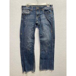 Cowgirl Tuff Womens Jeans Size 28x33 Raw Bottom Bootcut Medium Wash